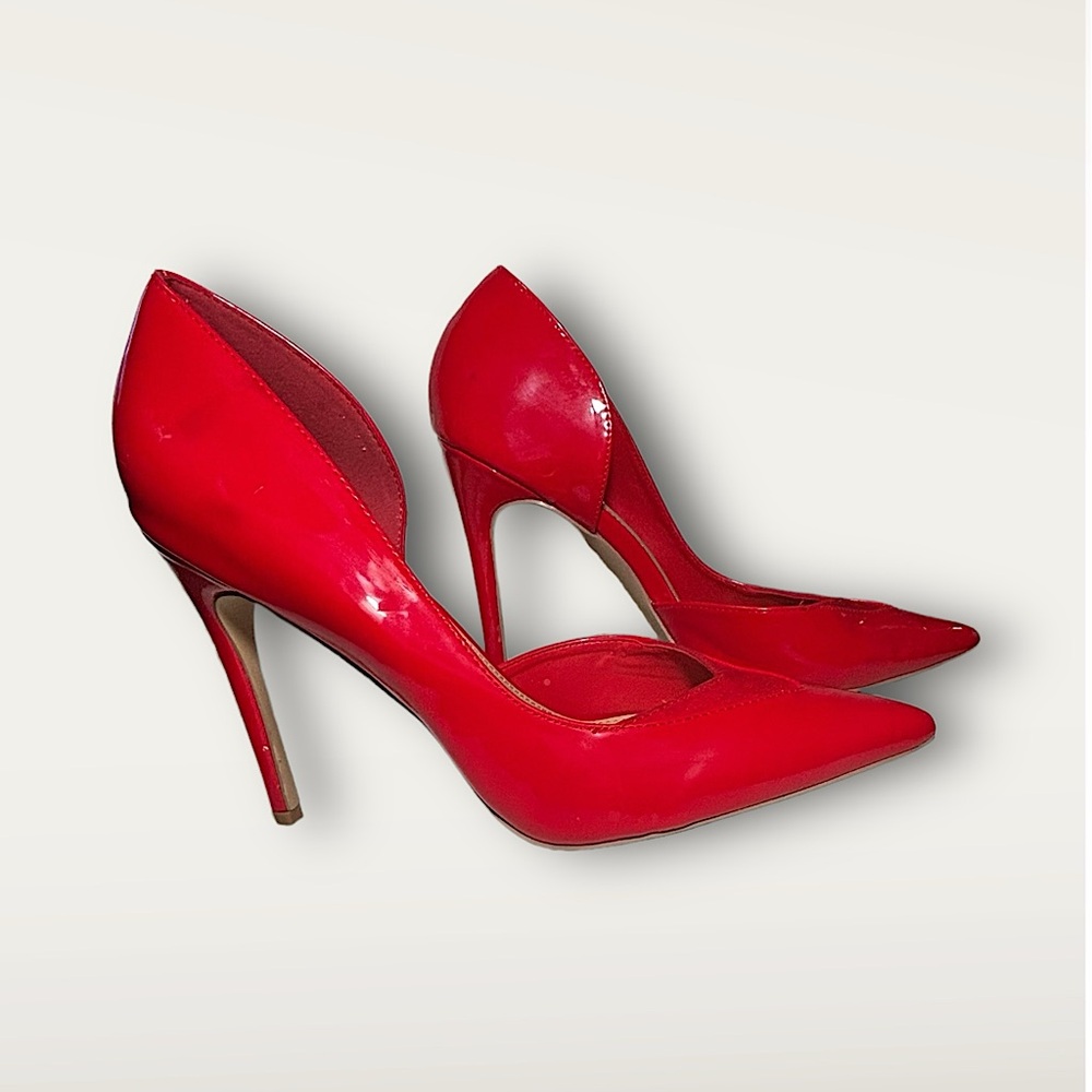 Shoe Dazzle Red Shiny Pointy Toed Heels